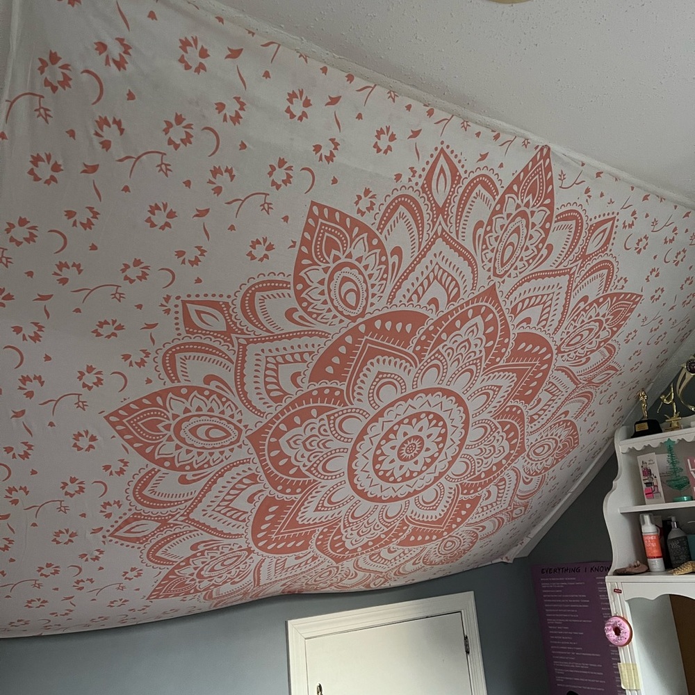 Pink and White Boho Tapestry